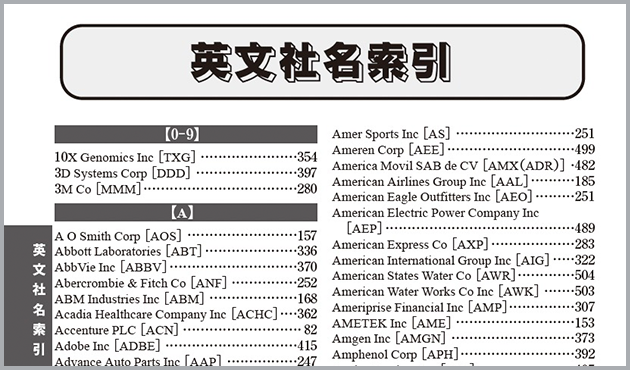 英文社名索引