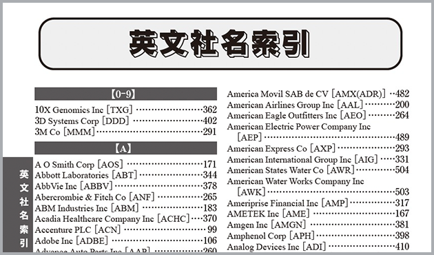 英文社名索引