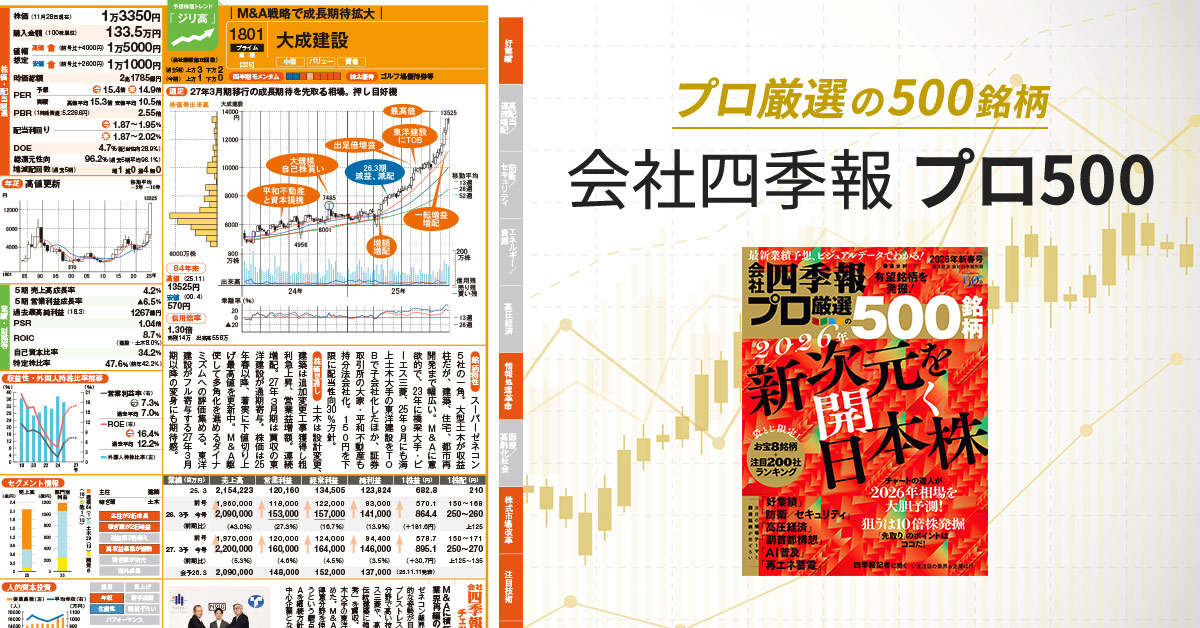 プロ厳選の500銘柄 会社四季報 プロ500｜東洋経済